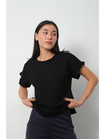 Siyah Yarasa Kol Yırtmaç Detaylı Oys Model Tişört