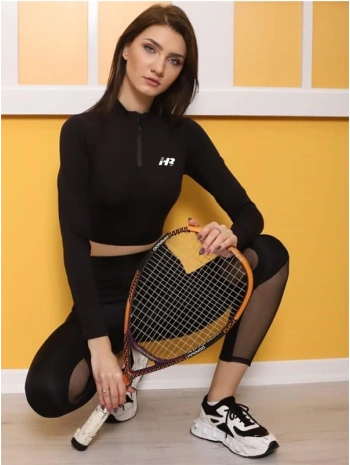 Yarım Fermuarlı Uzun Kollu Crop