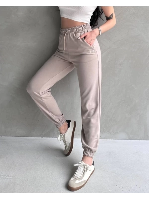 Bej Alo Model Lastikli Modal Kumaş Eşofman