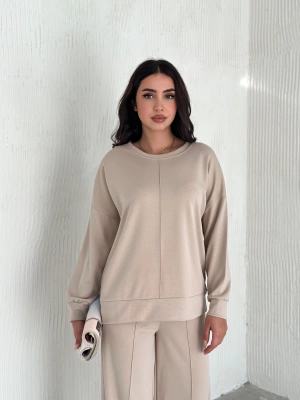 Bej Modal Çıma Detaylı Alt Üst Bayan Takım