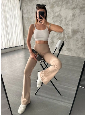 Bej Oys İspanyol Paça Pantolon