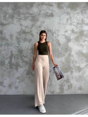 Bej Oys Model Çımalı Pantolon