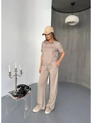 Bej Polo Yaka Modal Takım