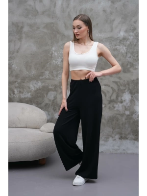 Siyah Zara Bel Kadın Bol Paça Pantolon