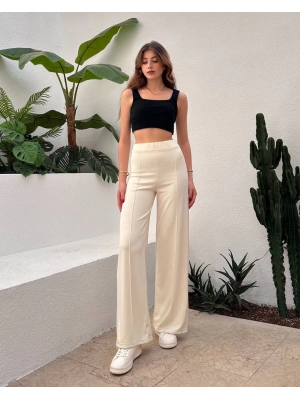 Beyaz Oys Model Çımalı Pantolon