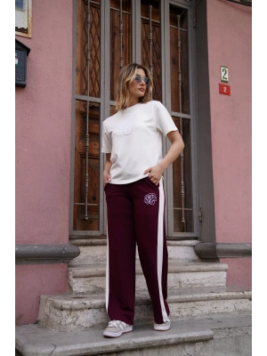 Çiçek Nakışlı İkili Takım – Bordo