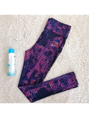 Çizgili Desen Dijital Baskılı Sporcu Tayt