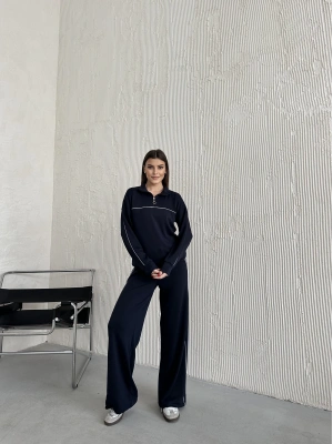 Füme Modal Ara Biyeli Yarım Fermuarlı Takım