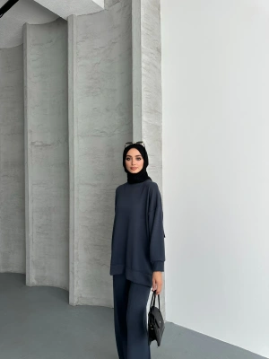 Füme Modal Çımalı Kadın Uzun Alt Üst Takım