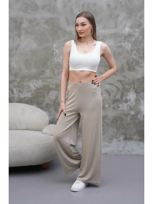 Bej Zara Bel Kadın Bol Paça Pantolon