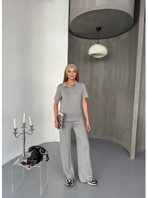 Gri Polo Yaka Modal Takım