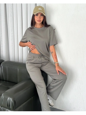 Haki Kadın Modal Bisiklet Yaka Alt Üst Takım