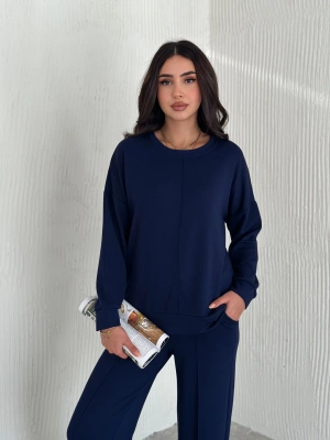 Lacivert Modal Çıma Detaylı Alt Üst Bayan Takım