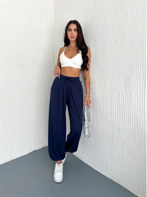 Lacivert Modal Pileli Şalvar