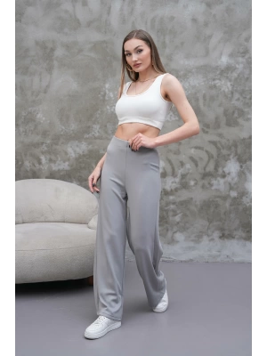 Gri Zara Bel Kadın Bol Paça Pantolon