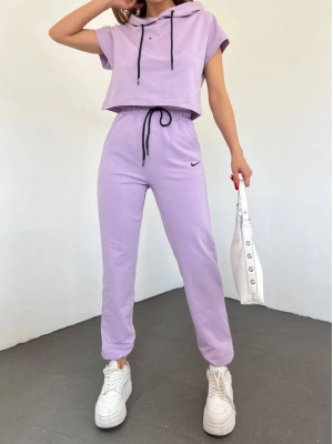 Lila Lastikli Paça Kompak Eşofman