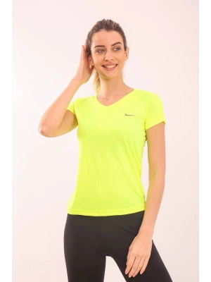 Sarı V Yaka Ter Turmayan Tişört