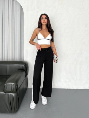 Siyah Garni Detaylı Bayan Eşofman Altı