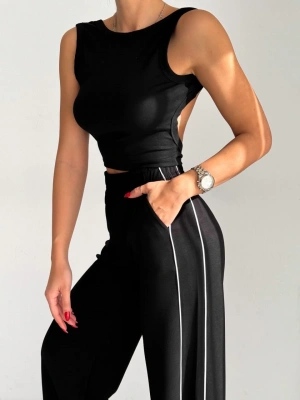 Siyah Modal Ara Biyeli Eşofman Altı