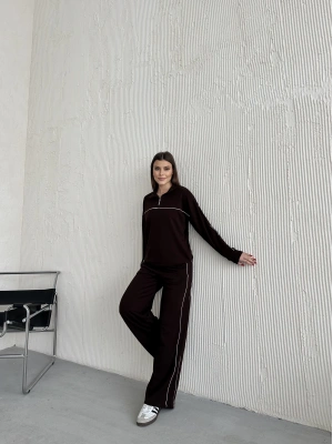 Siyah Modal Ara Biyeli Yarım Fermuarlı Takım