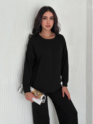 Siyah Modal Çıma Detaylı Alt Üst Bayan Takım