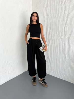 Siyah Modal Pileli Şalvar