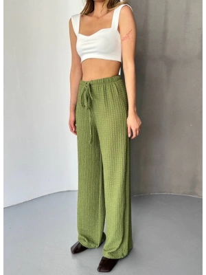 Yeşil Zara Gofralı Kadın Pantolon