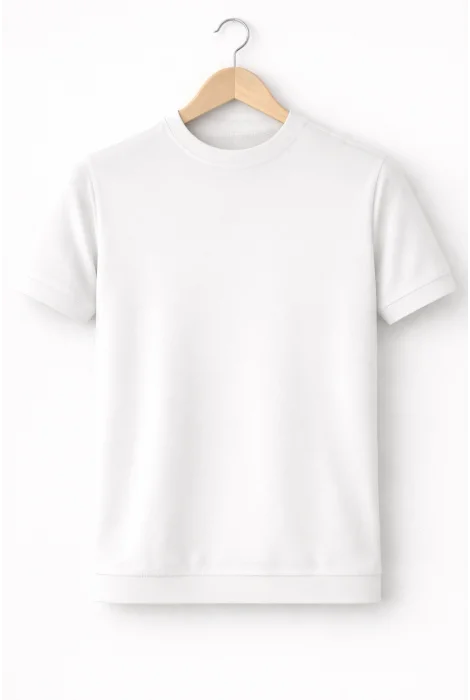 Erkek Düz Bisiklet Yaka Triko Tişört Beyaz Cd169