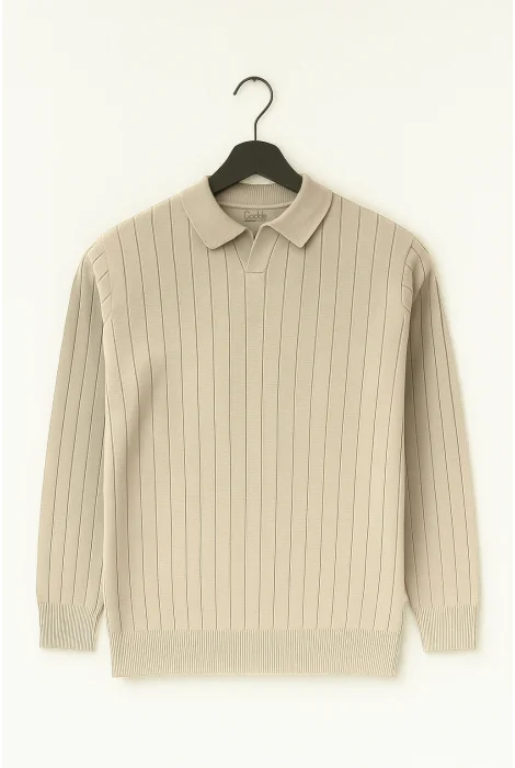 Erkek Açık Yaka Normal Kalıp Kazak Taş Cd122