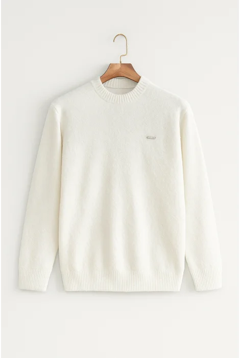 Erkek Buklet Kumaş Kazak Beyaz Cd133