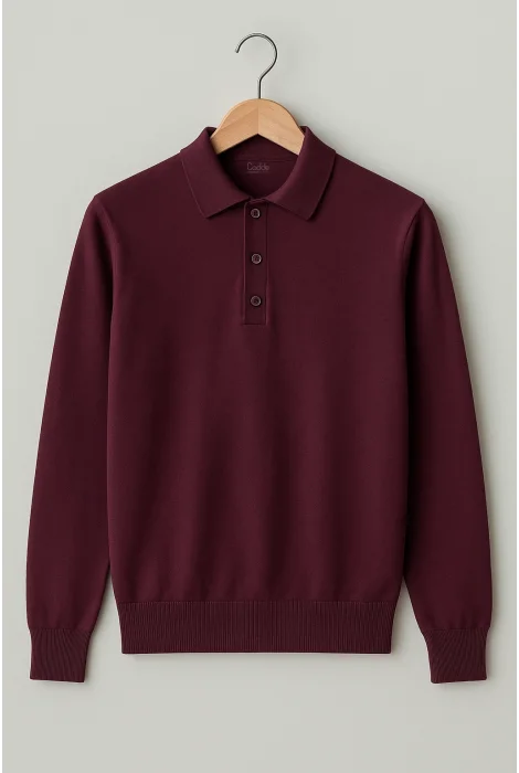 Erkek Polo Yaka Kazak Bordo Cd111