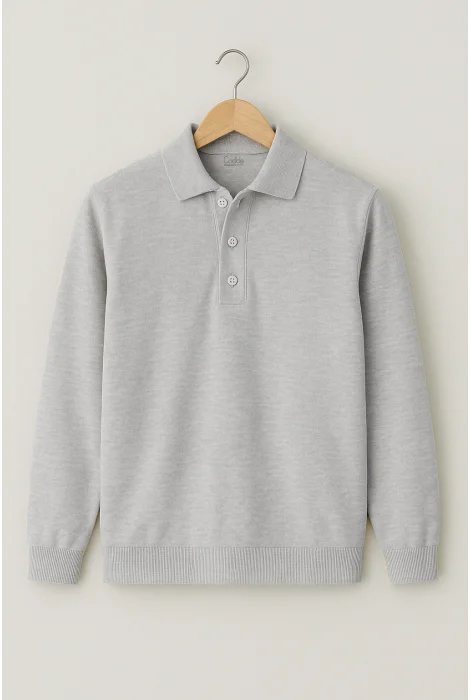 Erkek Polo Yaka Kazak Gri Cd111