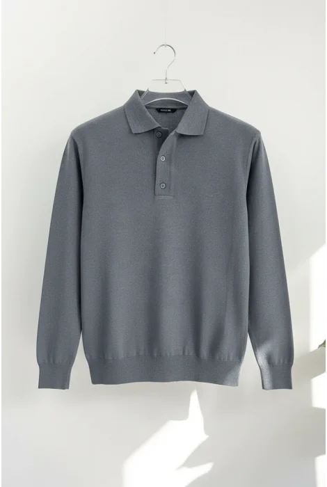 Erkek Polo Yaka Kazak Açık Mavi Cd111