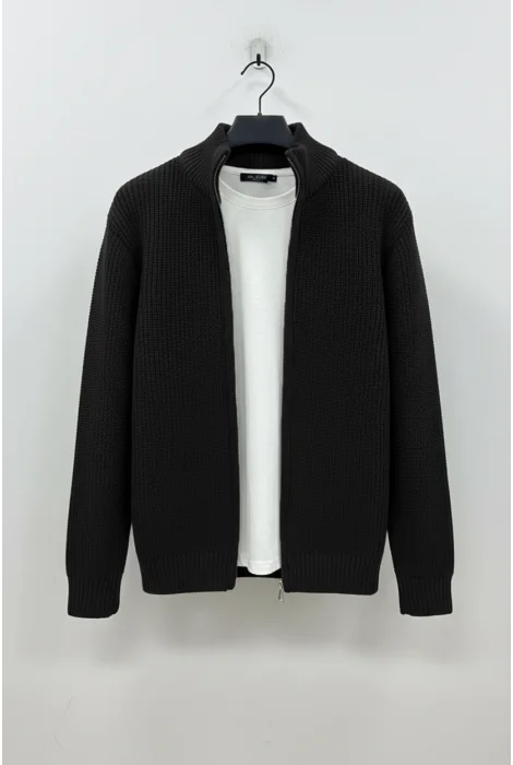 Erkek Sim Fit Örgü Hırka Siyah Cd136