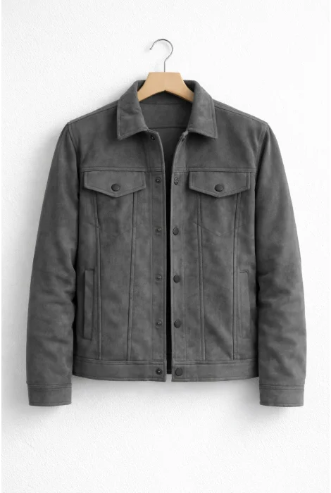 Erkek Slim Fit Nubuk Ceket Füme Cd109