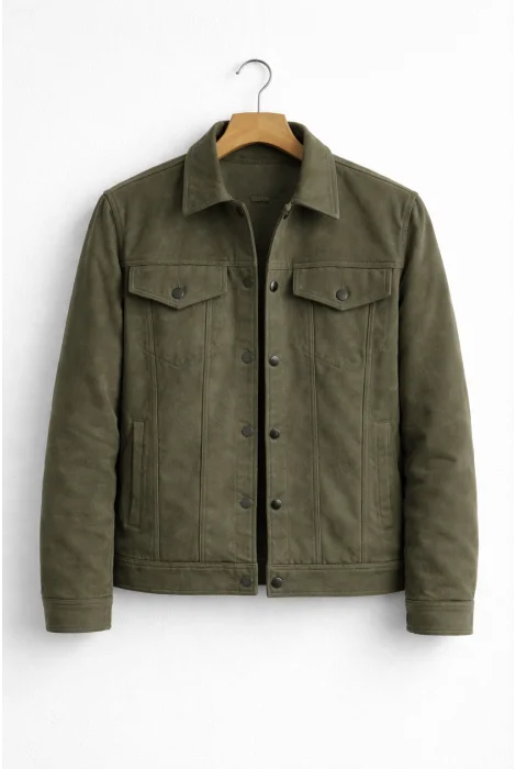 Erkek Slim Fit Nubuk Ceket Yeşil Cd109