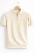Erkek Polo Yaka Düz Triko Tişört Krem Cd173