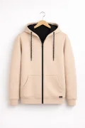 Erkek Fermuarlı Kapüşonlu Hırka Bej Cd148