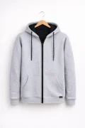 Erkek Fermuarlı Kapüşonlu Hırka Gri Cd148