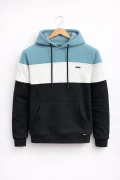 Erkek Slim Fit Renk Bloklu Sweatshirt Açık Mavi Cd149