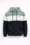 Erkek Slim Fit Renk Bloklu Sweatshirt Açık Yeşil Cd149