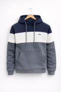 Erkek Slim Fit Renk Bloklu Sweatshirt Lacivert Cd149