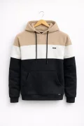 Erkek Slim Fit Renk Bloklu Sweatshirt Vizon Cd149