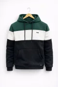 Erkek Slim Fit Renk Bloklu Sweatshirt Yeşil Cd149