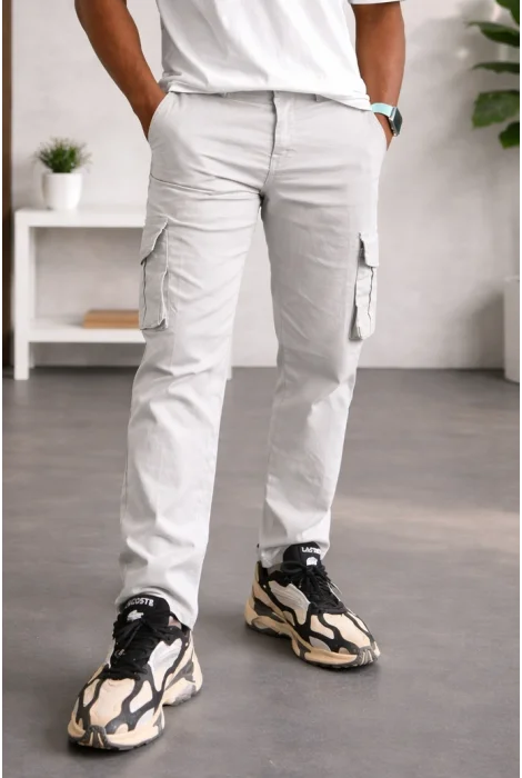 Erkek Cepli Düz Paça Kargo Pantolon Taş Cd154