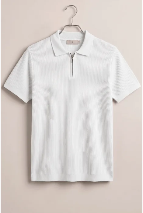 Erkek Likralı Polo Yaka Tişört Beyaz Cd180