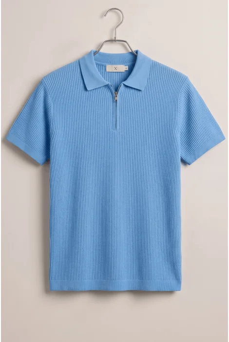 Erkek Likralı Polo Yaka Tişört Açık Mavi Cd180