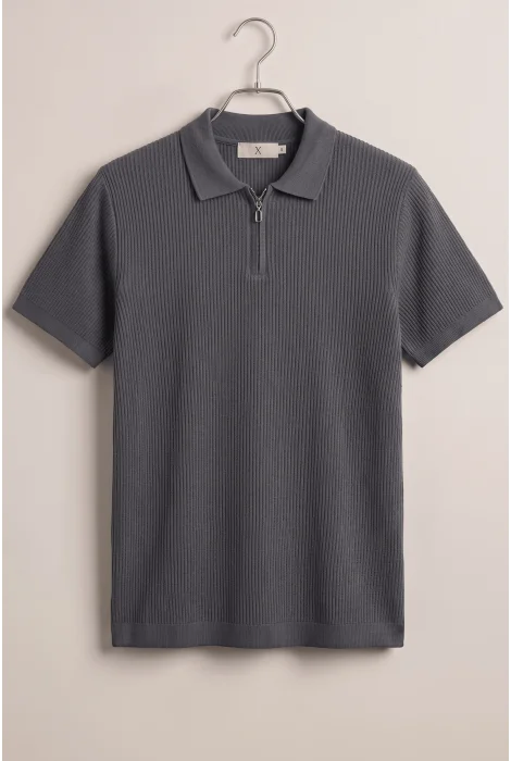 Erkek Likralı Polo Yaka Tişört Füme Cd180