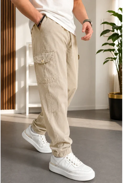 Erkek Baggy Pantolon Bej Cd189
