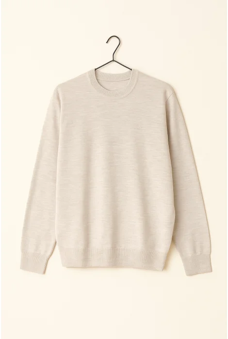 Erkek Bisiklet Yaka Normal Kalıp Kazak Krem Cd118